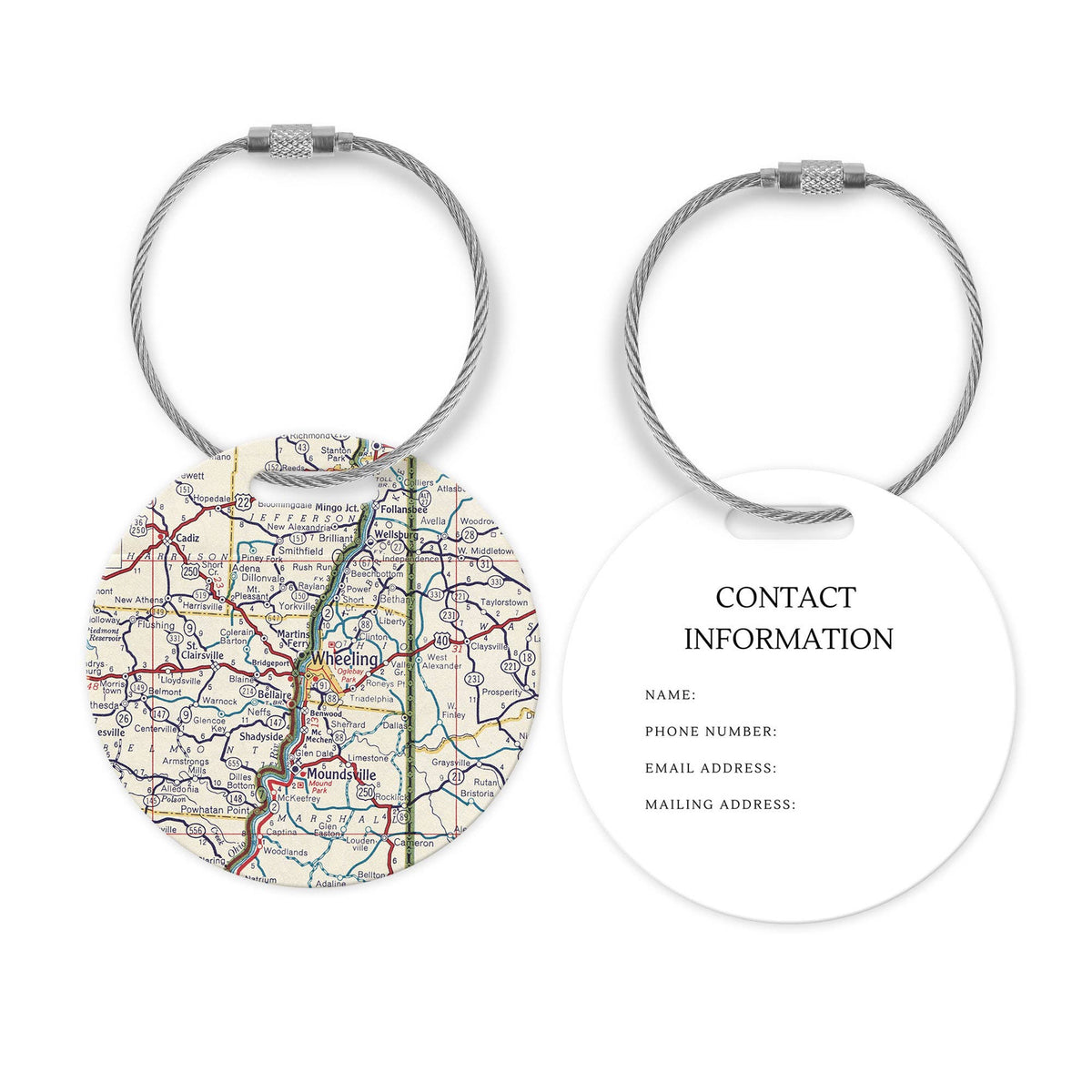 Wheeling West Virginia Map Luggage Tag