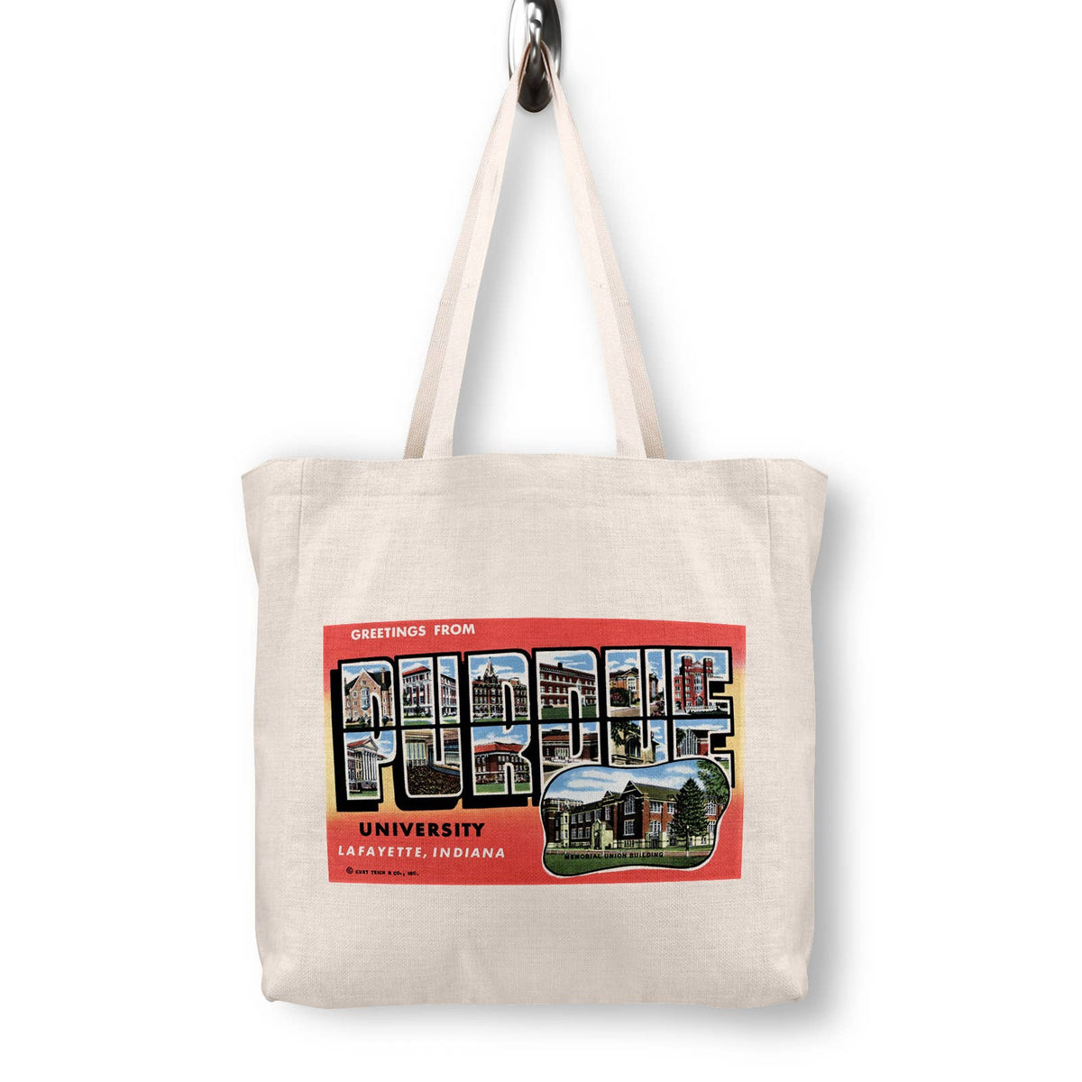 Purdue University Lafayette Indiana Vintage Postcard Canvas Tote Bag
