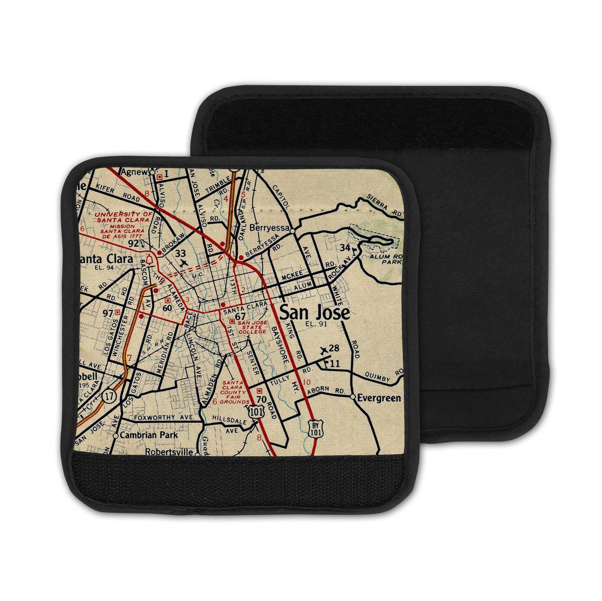 San Jose California Map Luggage Tag and Handle Wrap view 3