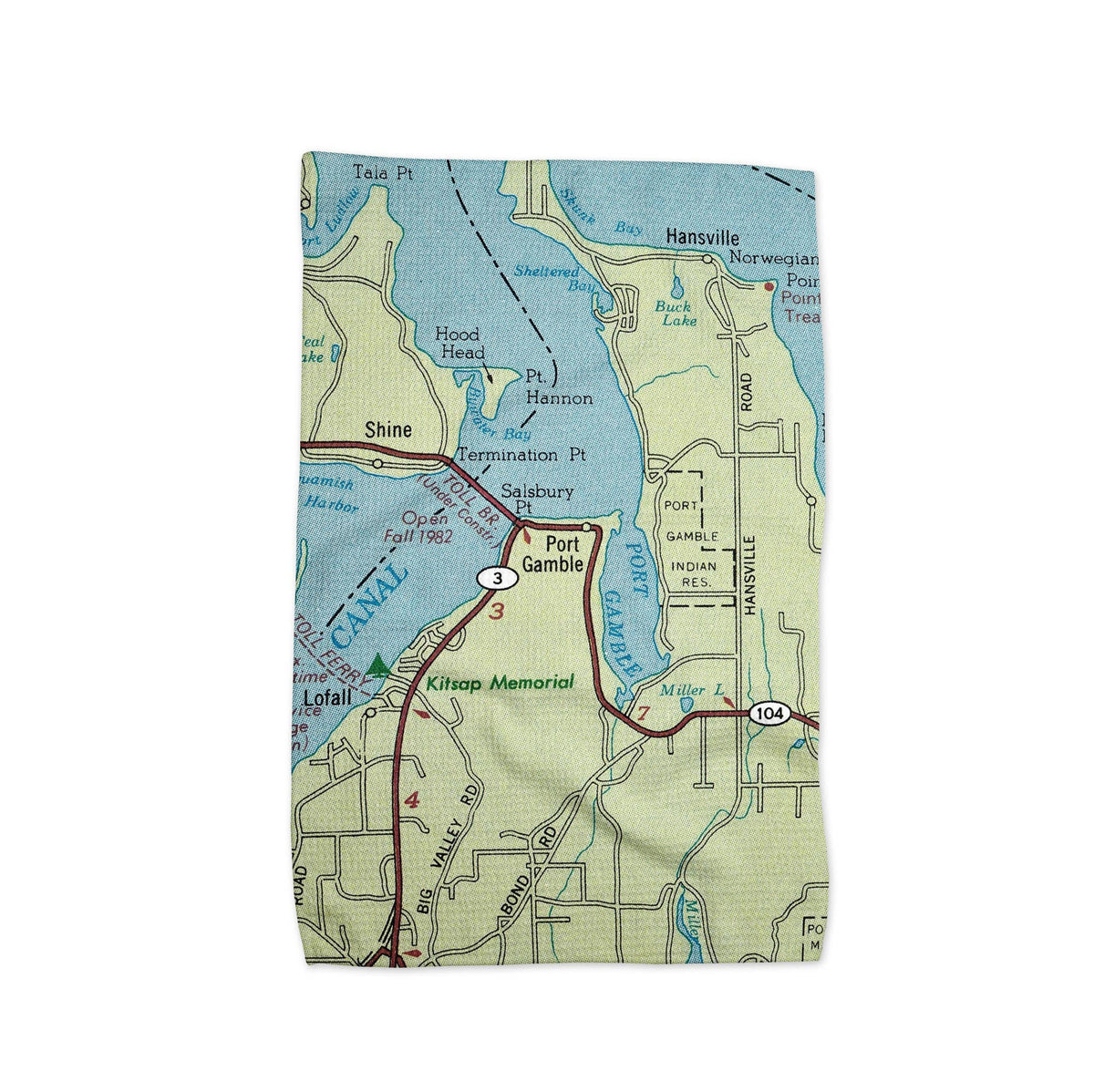 Port Gamble Washington map tea towel
