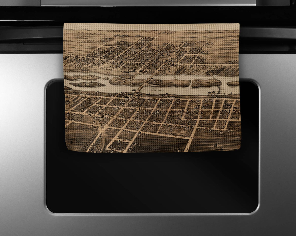 Batavia Illinois map tea towel