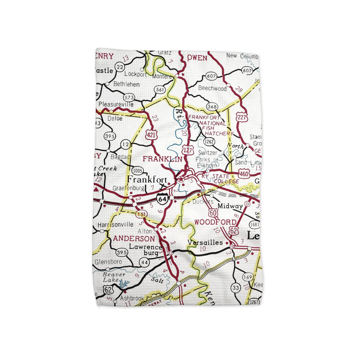 Frankfort Kentucky map tea towel