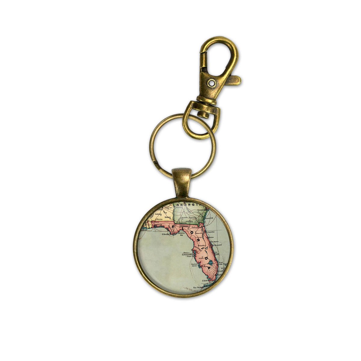 Florida vintage map keychain