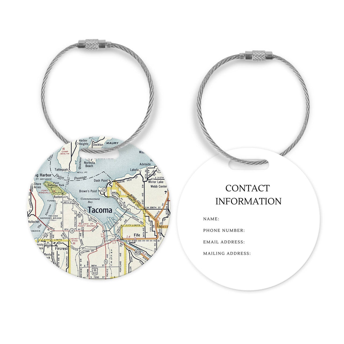 Tacoma Washington Map Luggage Tag