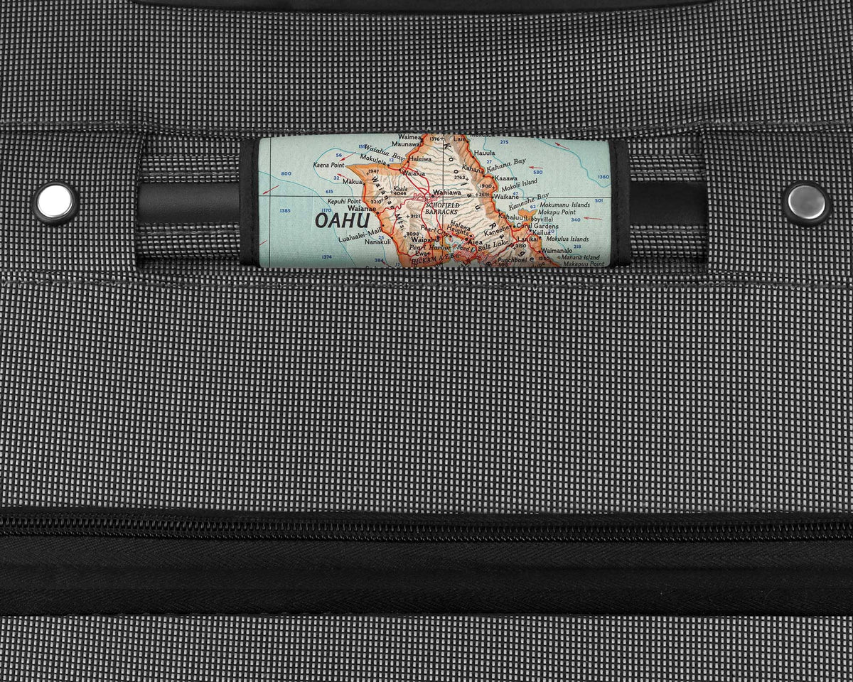 Oahu Hawaii Map Suitcase Spotter Luggage Handle Wrap view 2