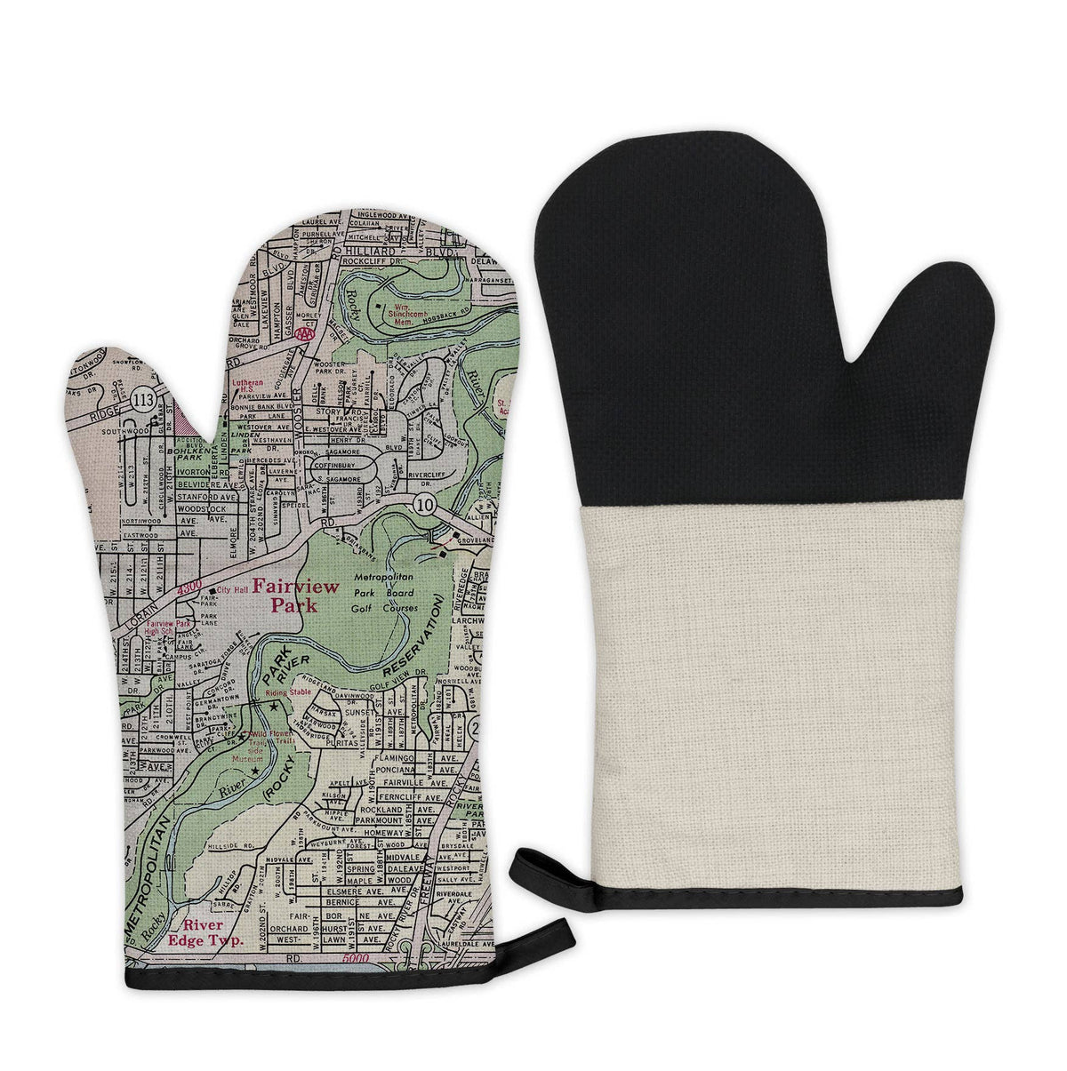 Fairview Park Ohio vintage map oven mitt