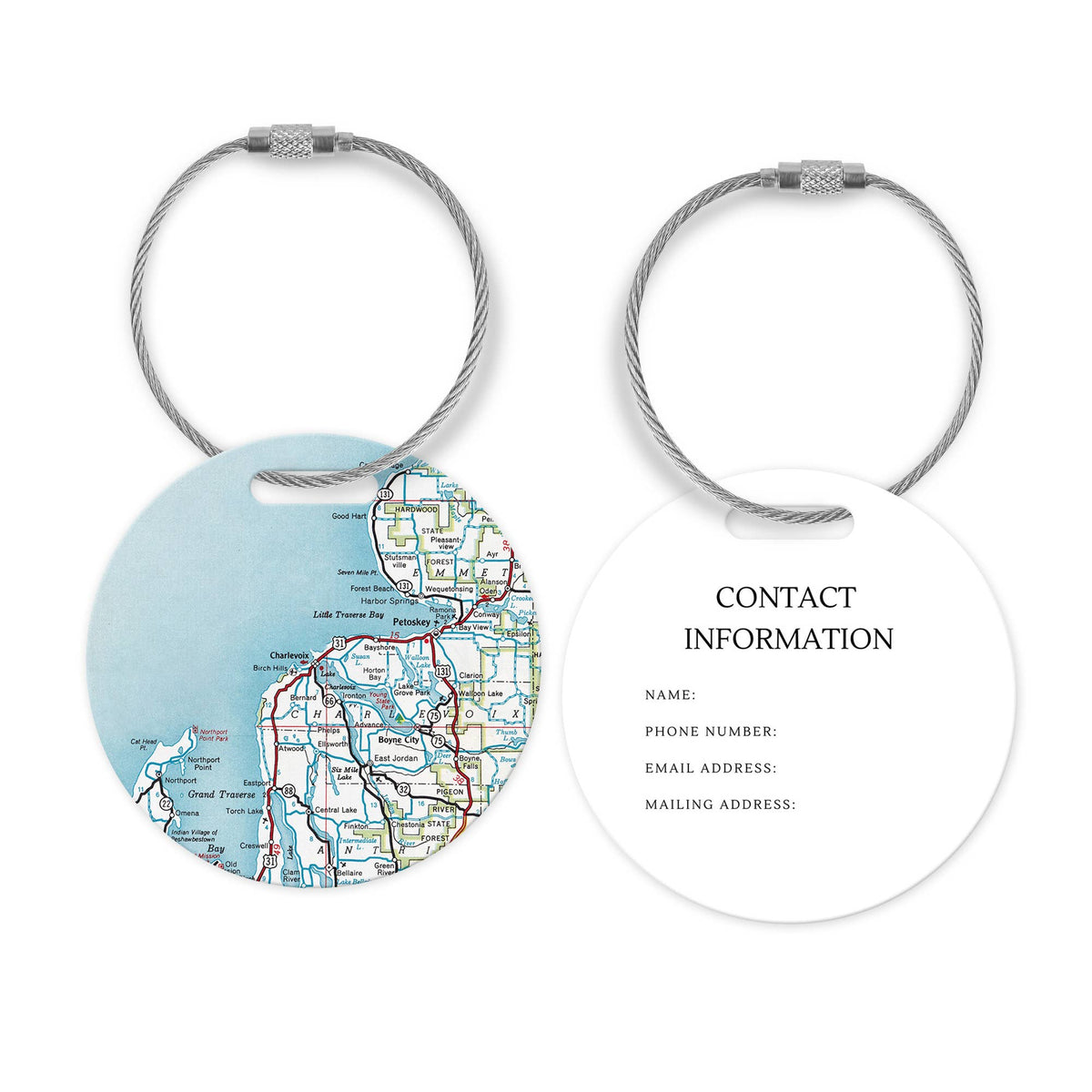 Charlevoix Michigan Map Luggage Tag
