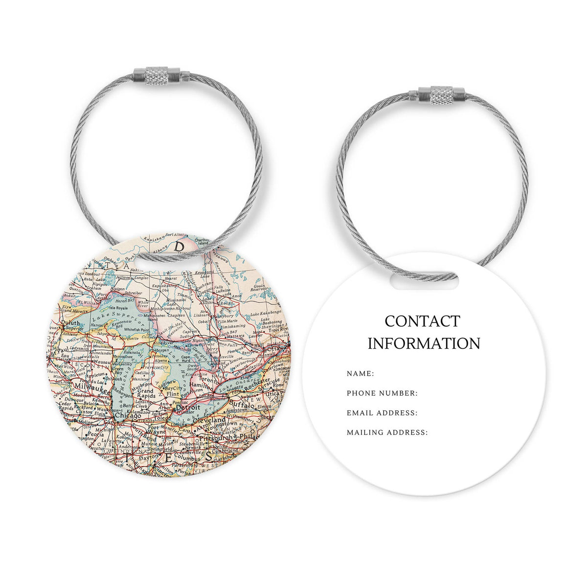 Great Lakes Map Luggage Tag