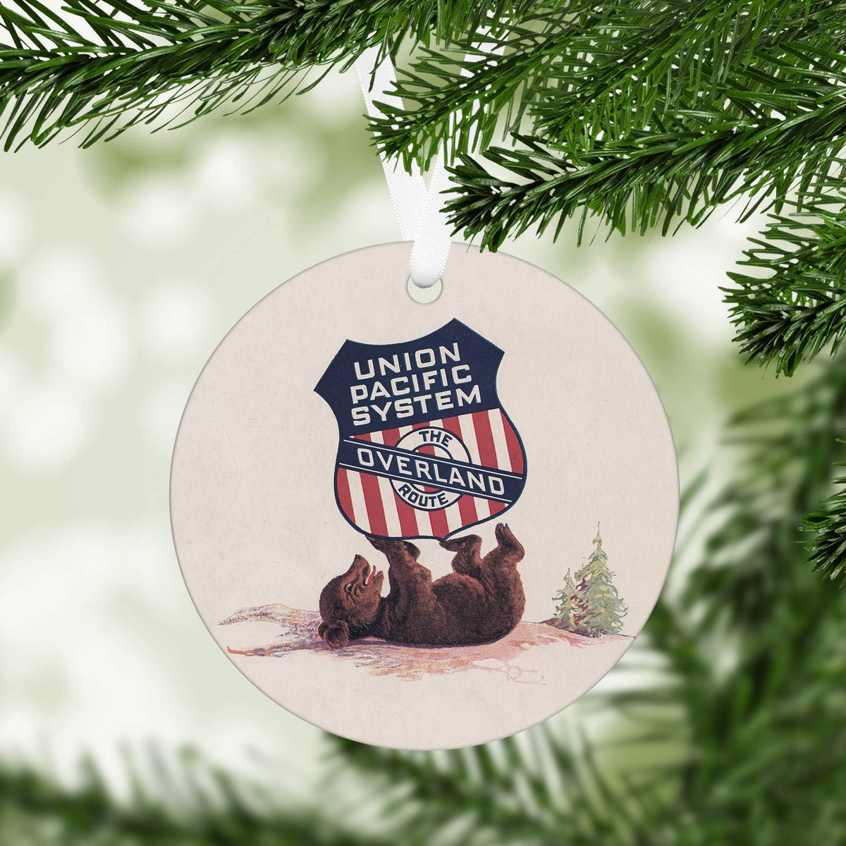 Union Pacific Overland Route vintage map Christmas ornament