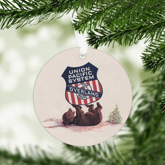 Union Pacific Overland Route vintage map Christmas ornament