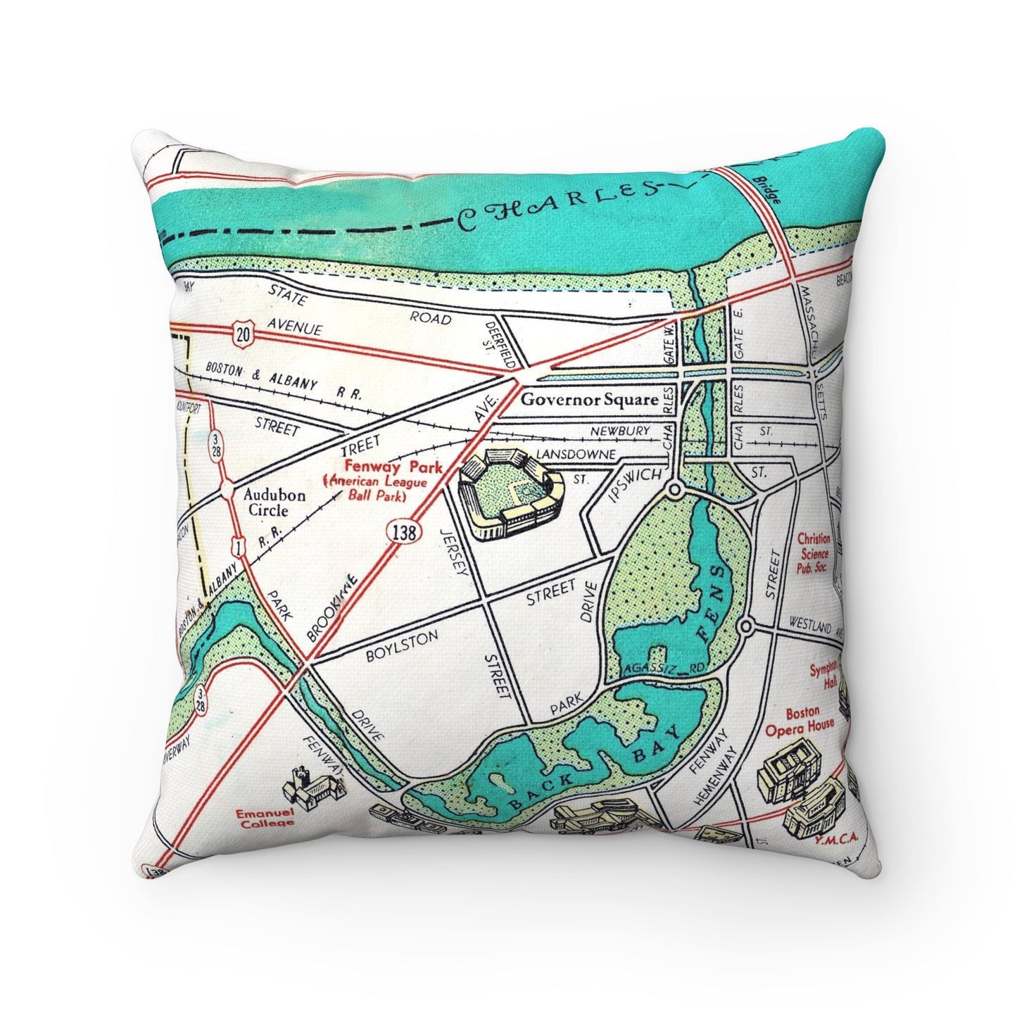 Fenway Park vintage map pillow