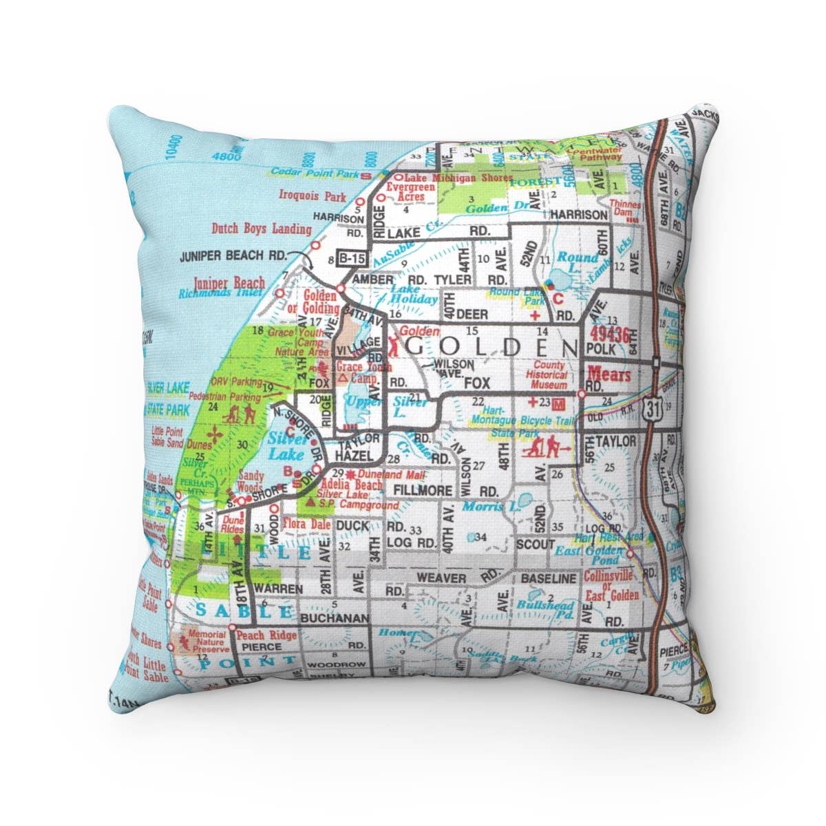 Silver Lake State Park vintage map throw pillow