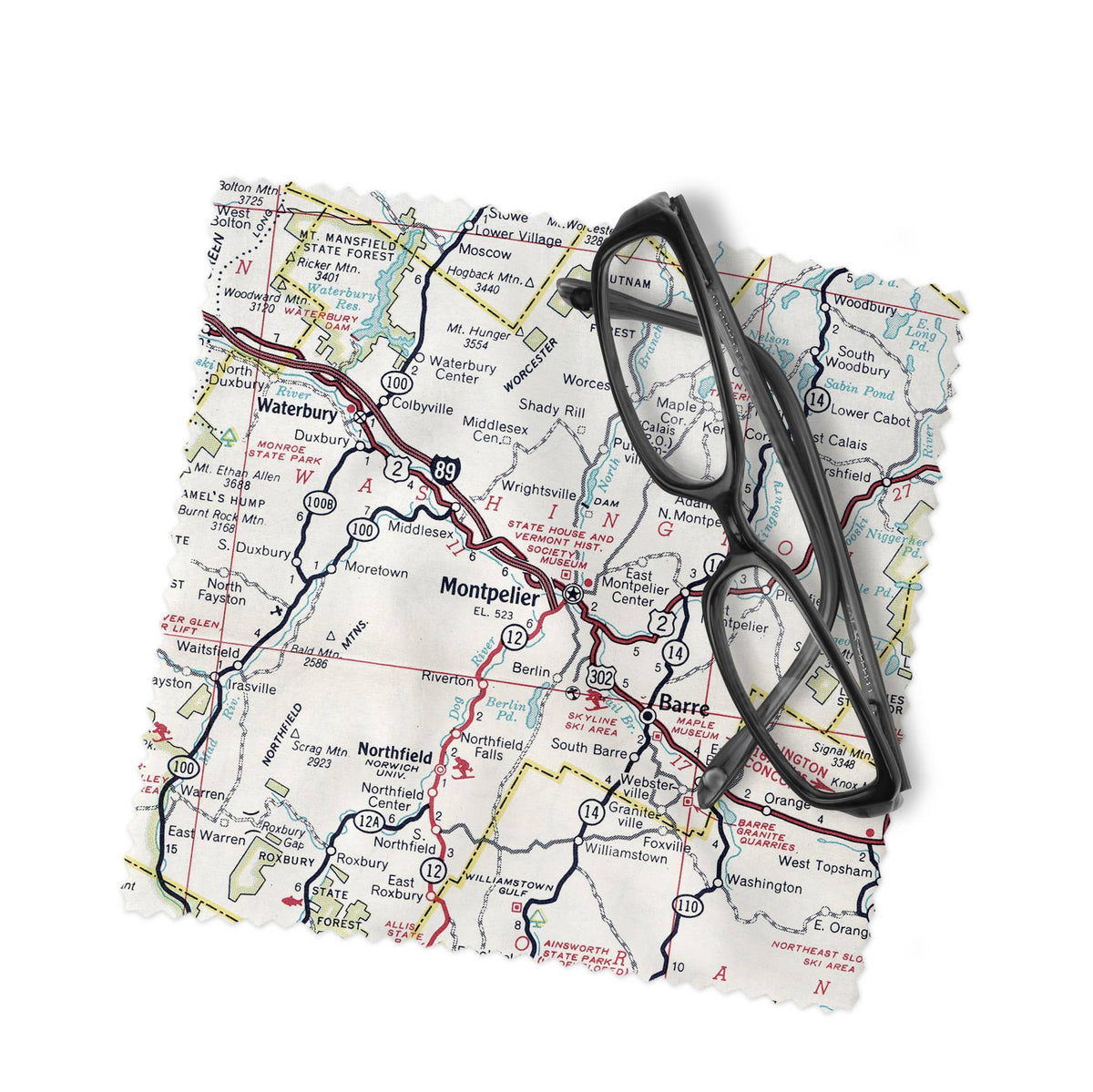 Montpelier Vermont vintage map lens cloth