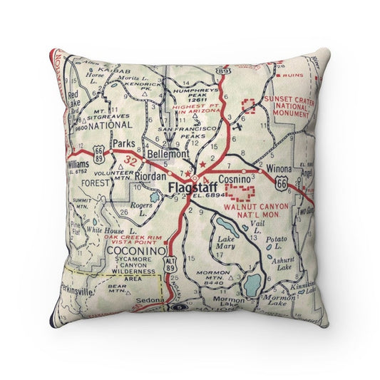 Flagstaff Arizona vintage map pillow