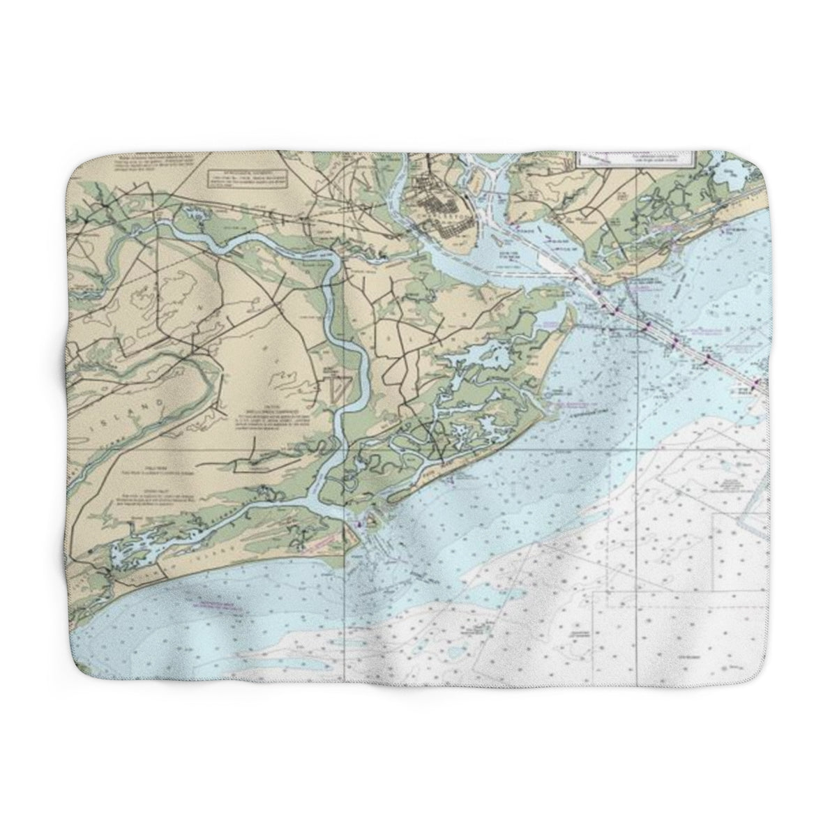 Folly Beach South Carolina Map Sherpa Fleece Blanket | Cozy Travel Throw