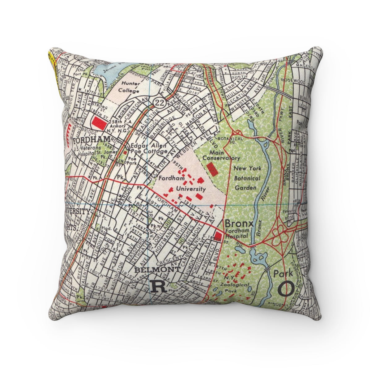 Fordham University vintage map pillow