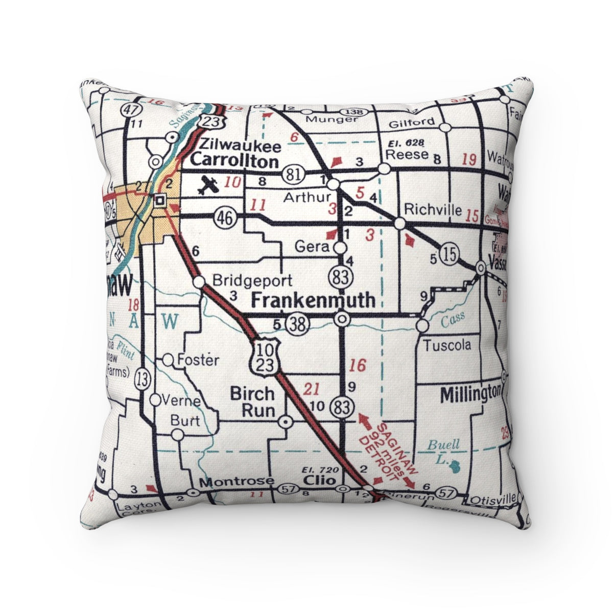 Frankenmuth Michigan vintage map pillow