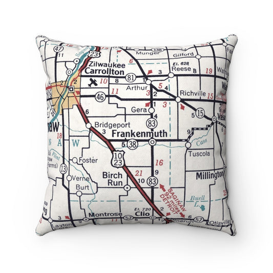 Frankenmuth Michigan vintage map pillow