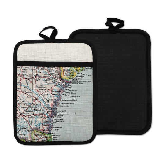 Georgia Coast vintage map hot pad kitchen decor
