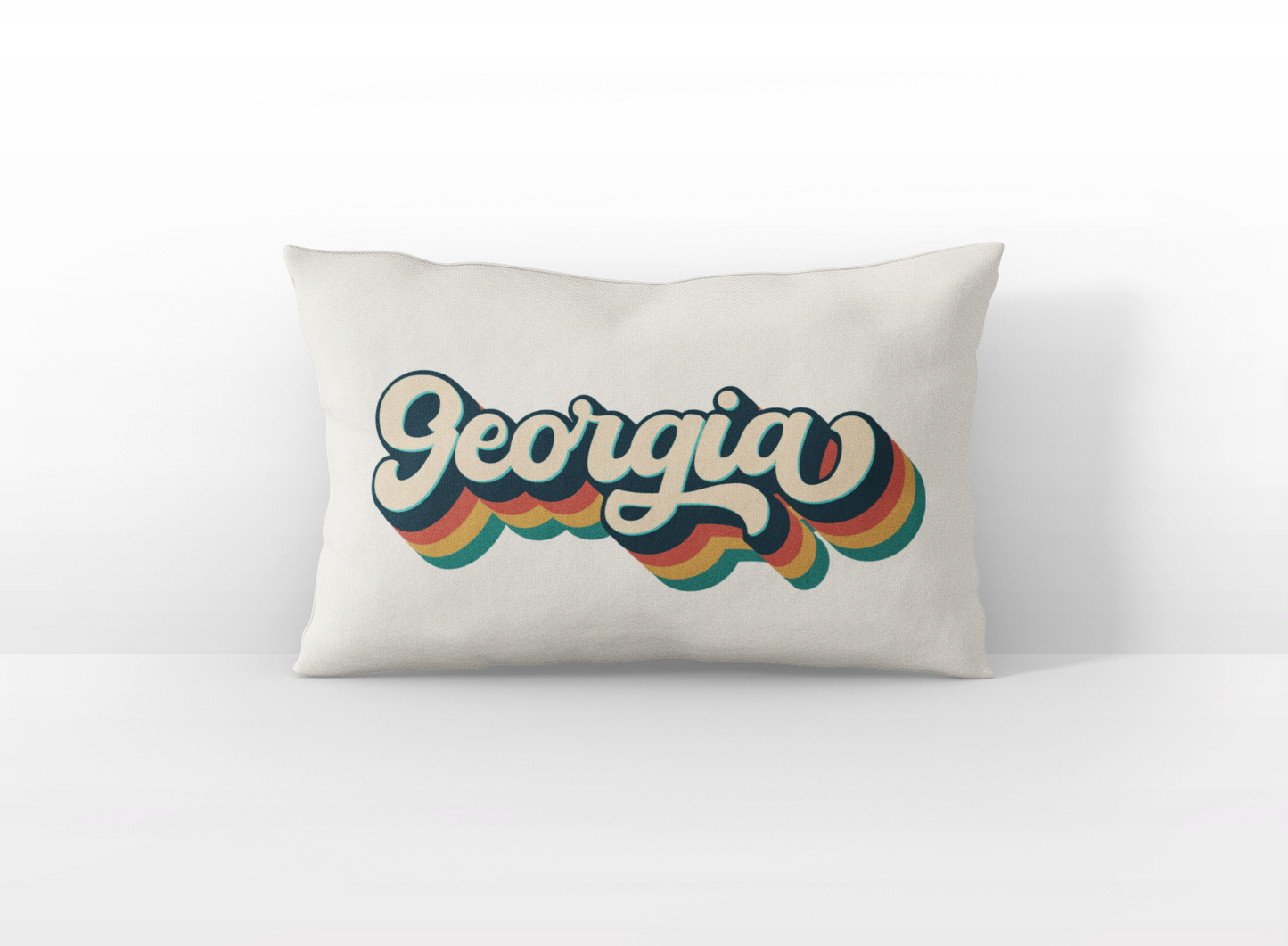 Georgia retro text lumbar pillow