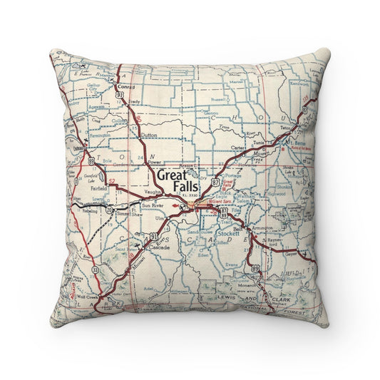 Great Falls Montana vintage map pillow