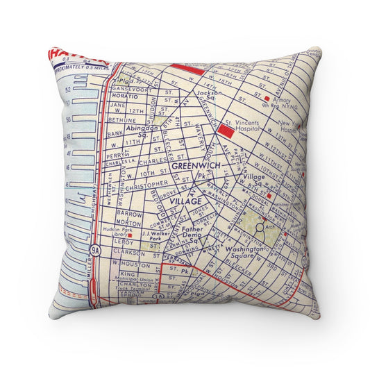 Greenwich Village New York vintage map pillow