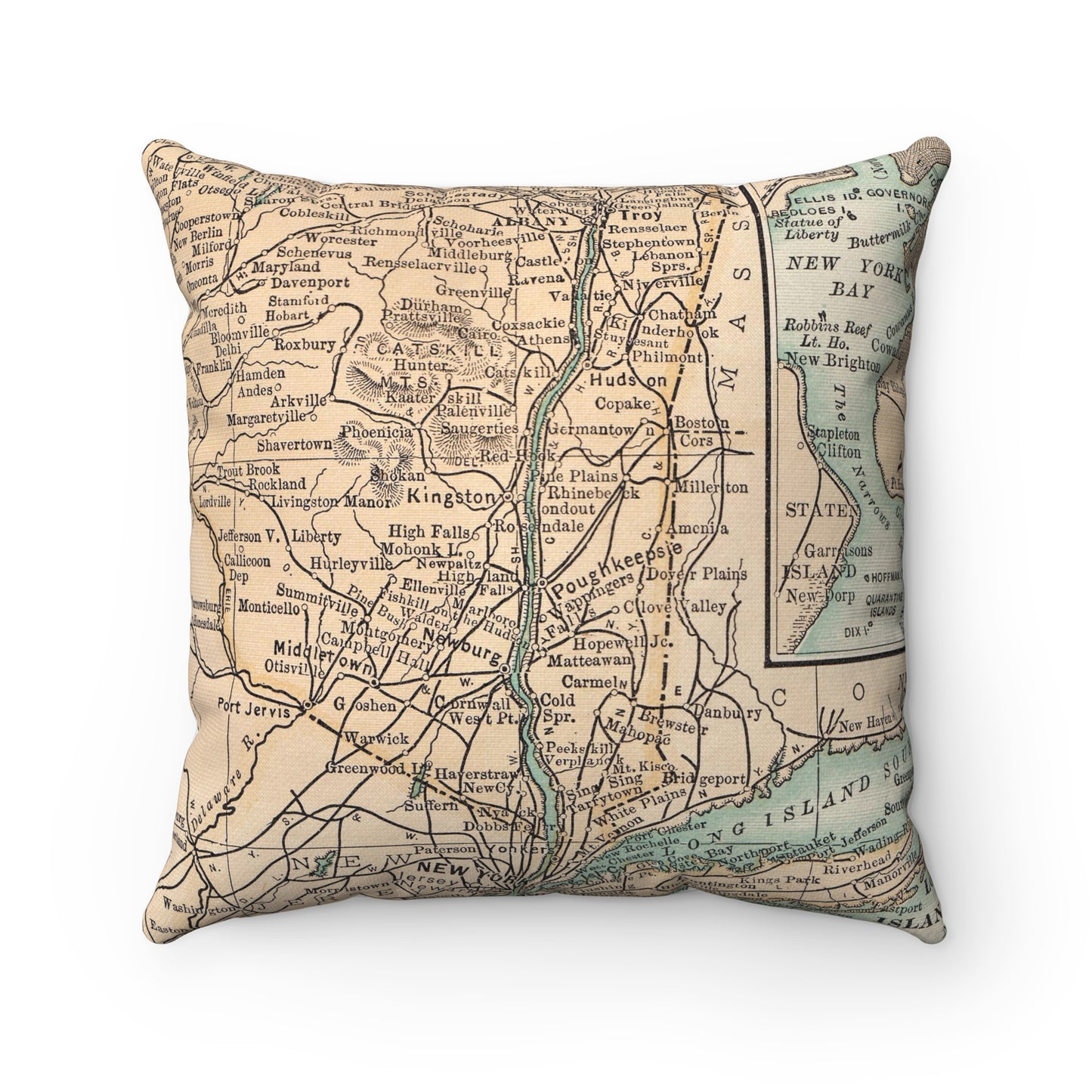 Hudson Valley New York vintage map pillow