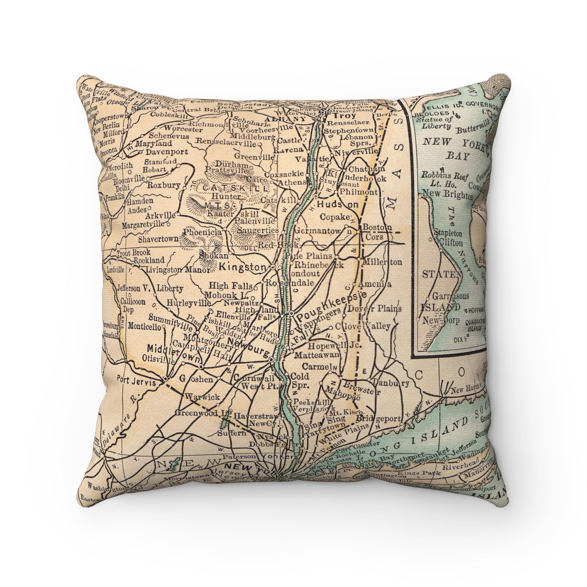 Hudson Valley New York vintage map pillow