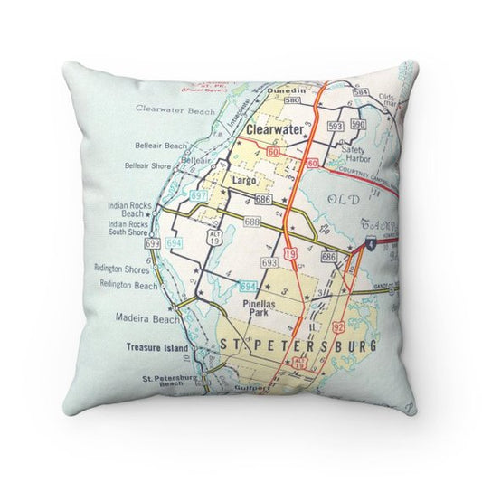 Indian Rocks Beach Florida vintage map pillow