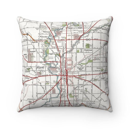 Indianapolis vintage map pillow