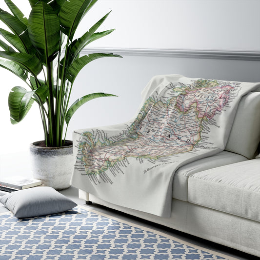 Ireland Map Sherpa Fleece Blanket | Cozy Travel Throw