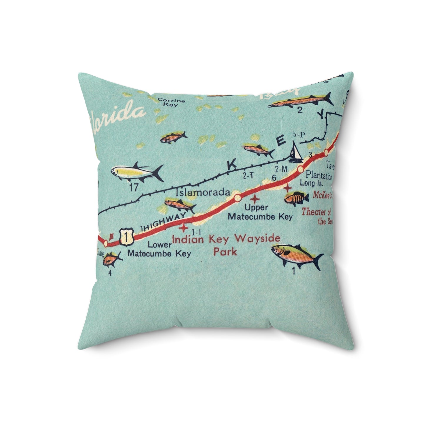 Islamorada Florida vintage map pillow