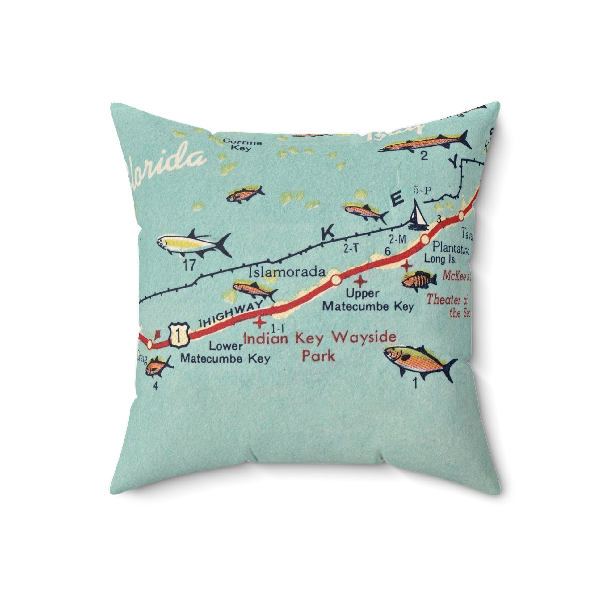 Islamorada Florida vintage map pillow