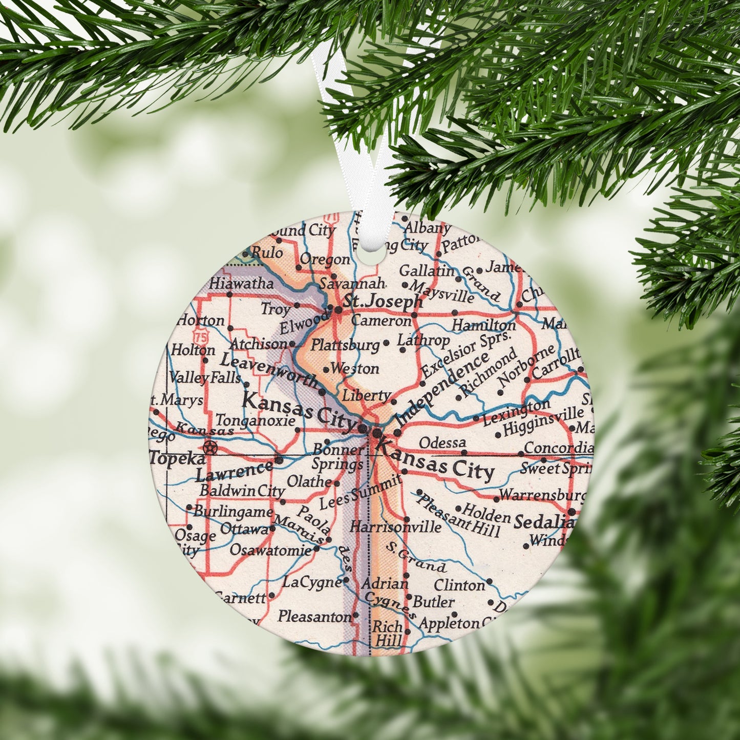 Kansas City Vintage Map Ornament