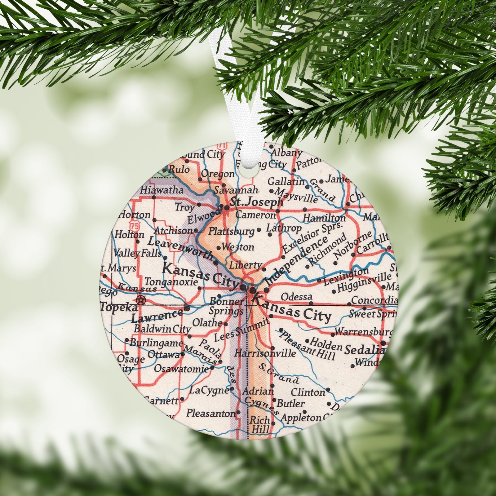 Kansas City Vintage Map Ornament