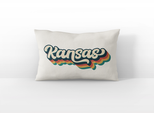 Kansas retro text lumbar pillow