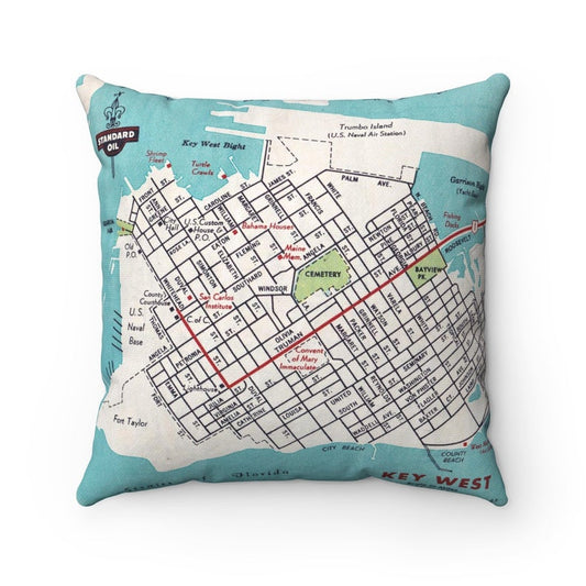Key West Florida vintage map pillow
