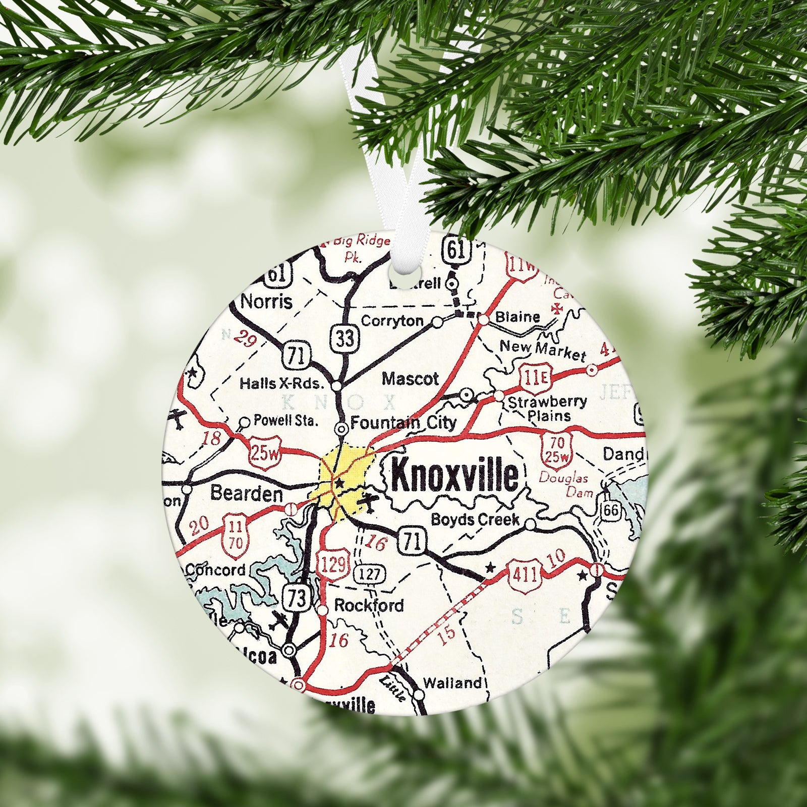 Knoxville Tennessee Vintage Map Ornament