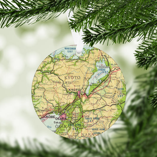 Kyoto Japan Vintage Map Ornament