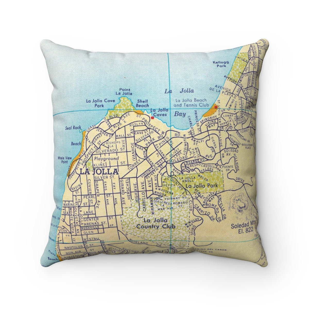 La Jolla California vintage map pillow