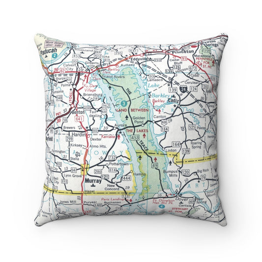 Land Between the Lakes Kentucky vintage map pillow