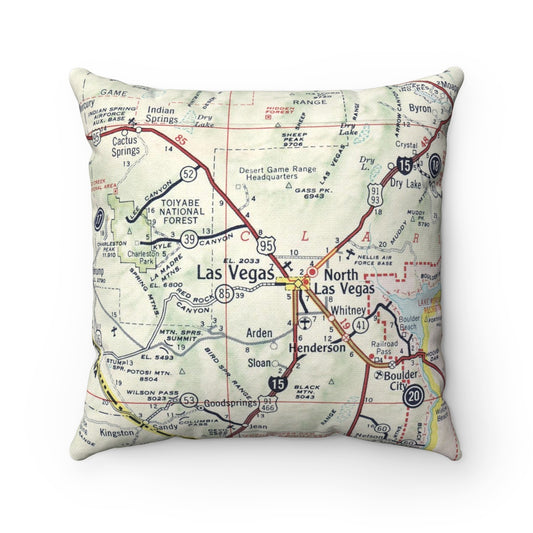 Las Vegas Nevada vintage map pillow