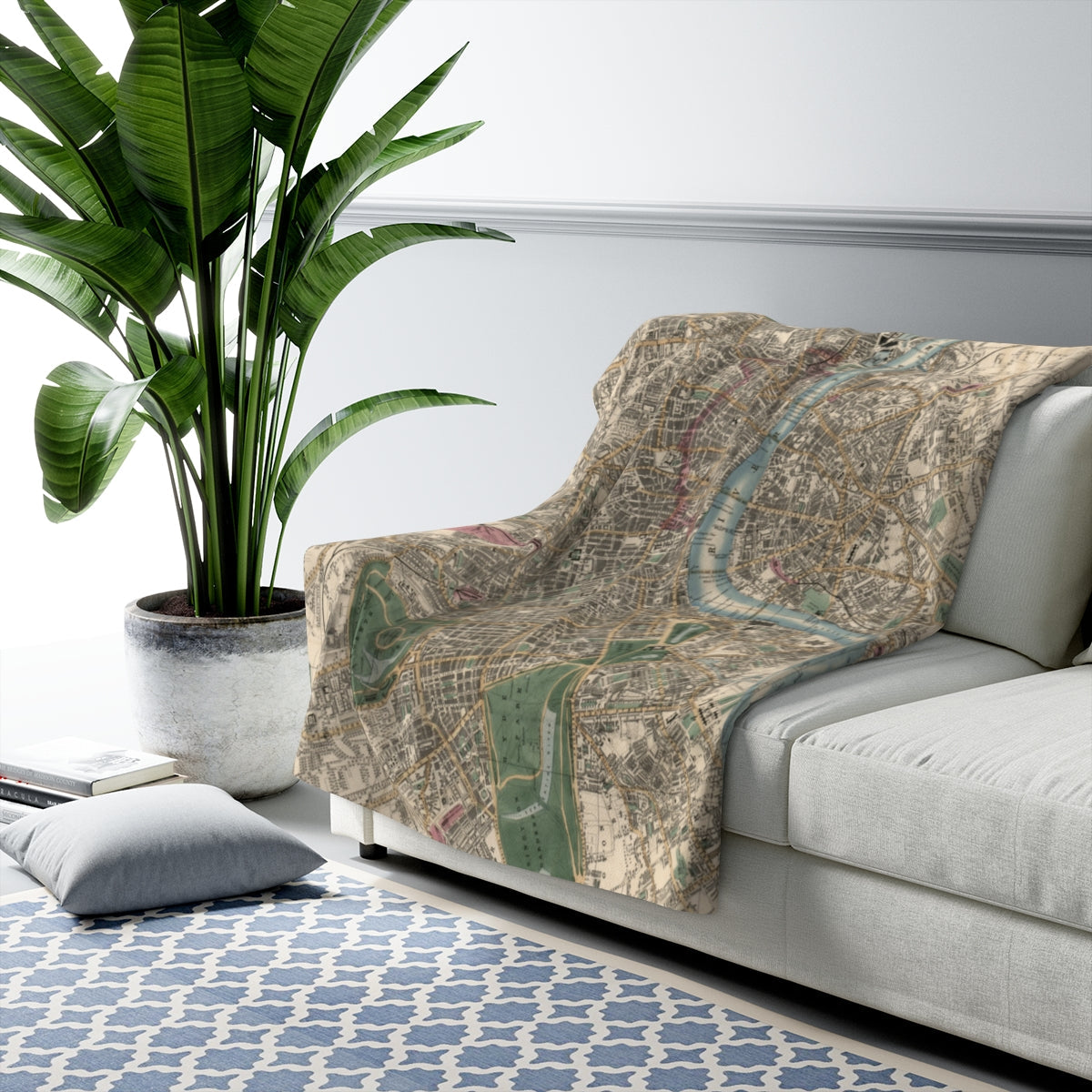London Map Sherpa Fleece Blanket | Cozy Travel Throw