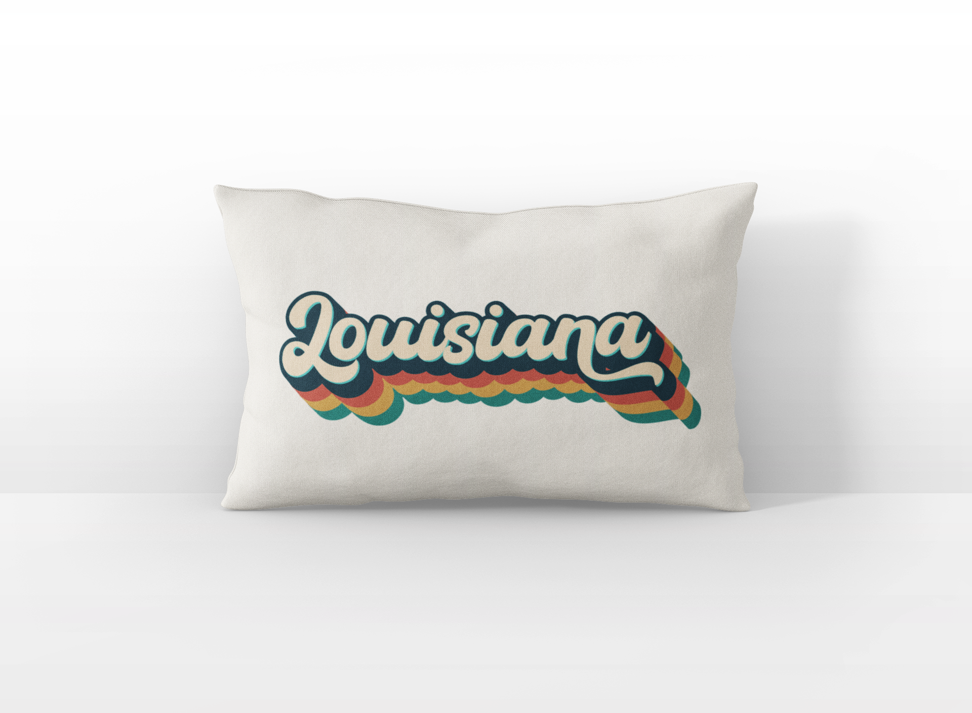 Louisiana retro text lumbar pillow