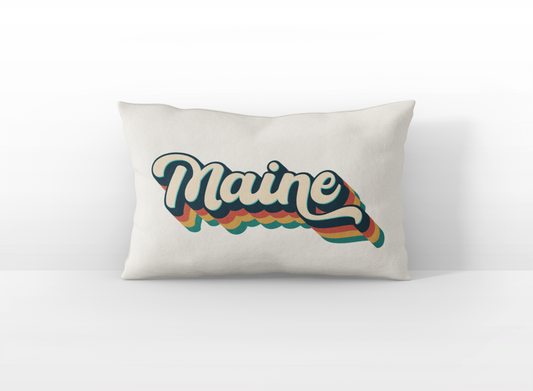Maine retro text lumbar pillow