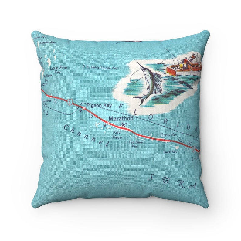 Marathon Florida vintage map pillow