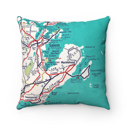 Marblehead Massachusetts vintage map pillow