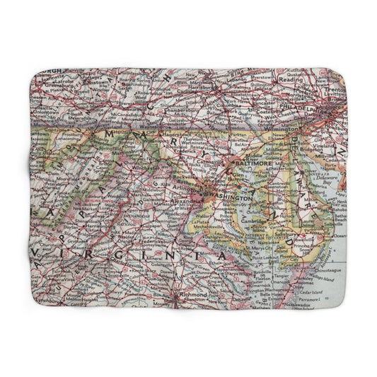 Maryland Map Sherpa Fleece Blanket | Cozy Travel Throw