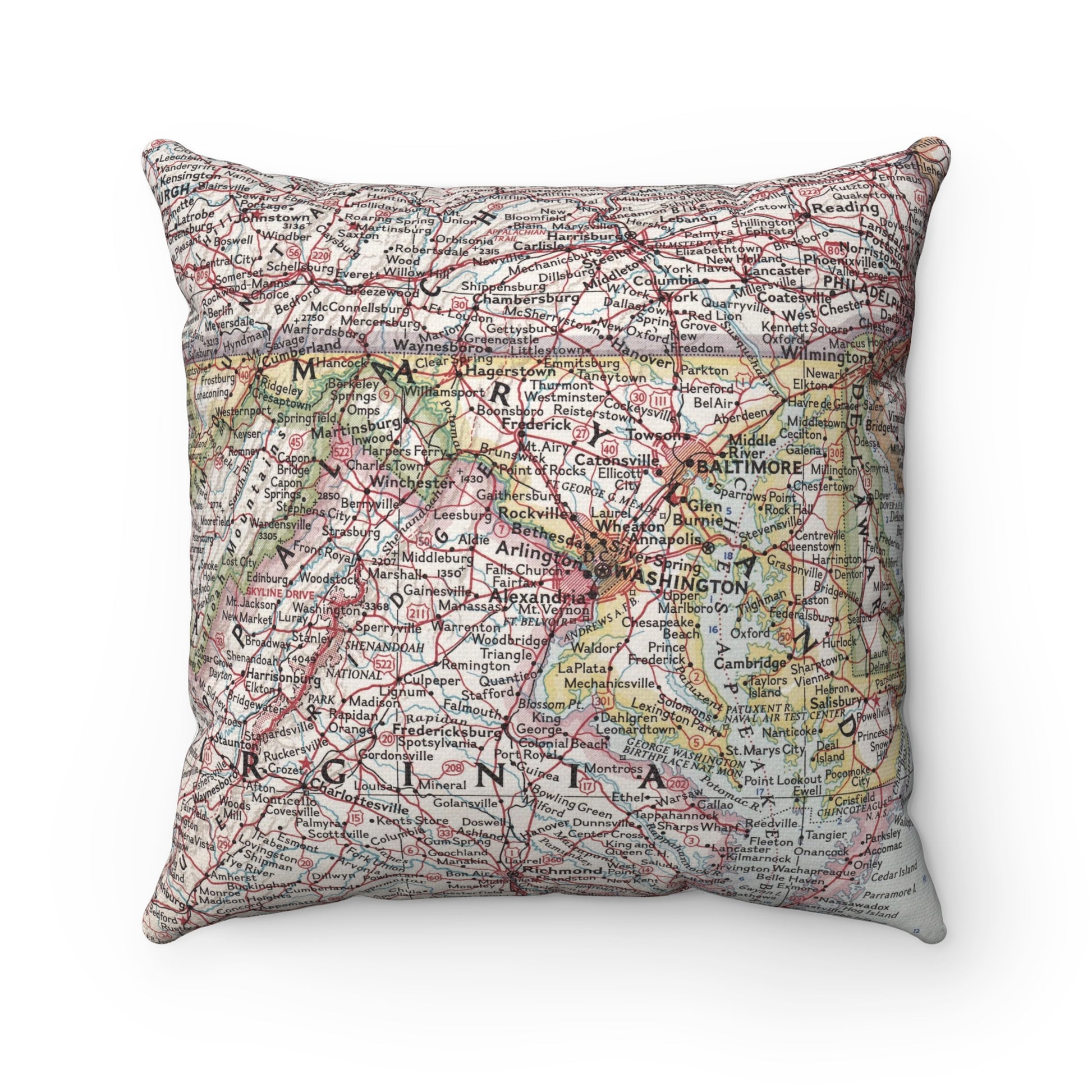 Maryland vintage map pillow