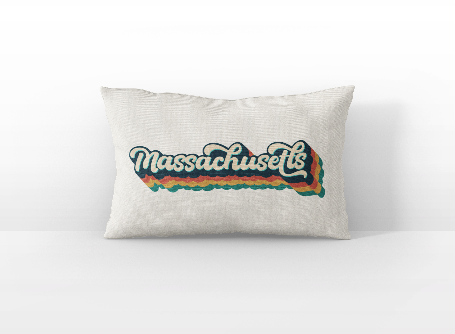 Massachusetts retro text lumbar pillow